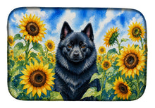 Load image into Gallery viewer, Schipperke in Sunflowers Dish Drying Mat Absorbent Dish Drying Mat Pad for Kitchen Counter Dish Drainer Mat for Countertop, 14 x 21", Multicolor