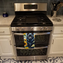 Load image into Gallery viewer, Schipperke in Sunflowers Kitchen Towel