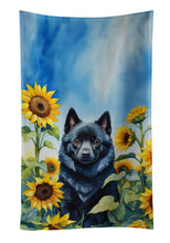 Load image into Gallery viewer, Schipperke in Sunflowers Kitchen Towel