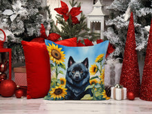 Load image into Gallery viewer, Schipperke in Sunflowers Throw Pillow - 14x14 Decorative Pillow – Art for Your Home &amp; Patio