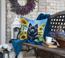 Load image into Gallery viewer, Schipperke in Sunflowers Throw Pillow