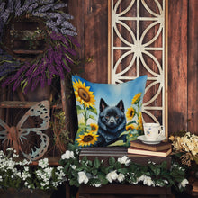 Load image into Gallery viewer, Schipperke in Sunflowers Throw Pillow