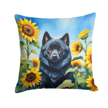 Load image into Gallery viewer, Schipperke in Sunflowers Throw Pillow