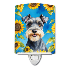 Load image into Gallery viewer, Schnauzer in Sunflowers Ceramic Night Light
