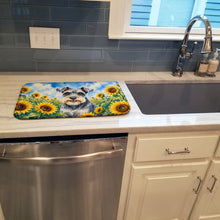 Load image into Gallery viewer, Schnauzer in Sunflowers Dish Drying Mat Absorbent Dish Drying Mat Pad for Kitchen Counter Dish Drainer Mat for Countertop, 14 x 21", Multicolor