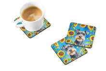 Load image into Gallery viewer, Schnauzer in Sunflowers Coasters - Set of 4 Lightweight Foam, Absorbent Drink Coasters