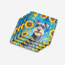Load image into Gallery viewer, Schnauzer in Sunflowers Coasters - Set of 4 Lightweight Foam, Absorbent Drink Coasters