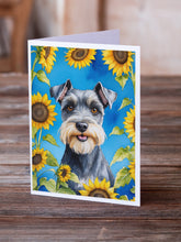 Load image into Gallery viewer, Schnauzer in Sunflowers Greeting Cards - Blank Note Cards – 8-Pack of Artist-Designed Cards with Envelopes