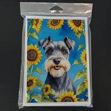 Load image into Gallery viewer, Schnauzer in Sunflowers Greeting Cards - Blank Note Cards – 8-Pack of Artist-Designed Cards with Envelopes