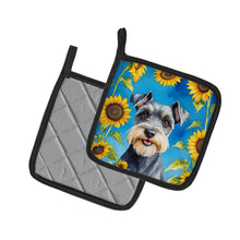 Load image into Gallery viewer, Schnauzer in Sunflowers Pot Holders - Set of 2 Decorative Kitchen Helpers | Made in the USA