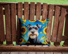 Load image into Gallery viewer, Schnauzer in Sunflowers Throw Pillow - 14x14 Decorative Pillow – Art for Your Home &amp; Patio