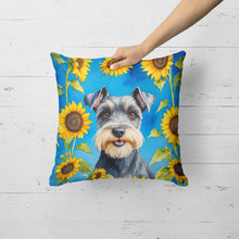 Load image into Gallery viewer, Schnauzer in Sunflowers Throw Pillow