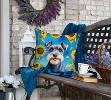 Load image into Gallery viewer, Schnauzer in Sunflowers Throw Pillow