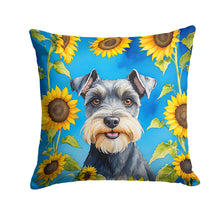 Load image into Gallery viewer, Schnauzer in Sunflowers Throw Pillow