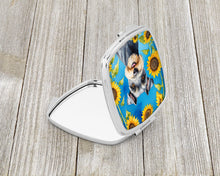 Load image into Gallery viewer, Schnauzer in Sunflowers Compact Mirror – Stylish Purse Mirror with Artistic Covers