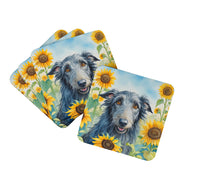 Load image into Gallery viewer, Scottish Deerhound in Sunflowers Coasters - Set of 4 Lightweight Foam, Absorbent Drink Coasters