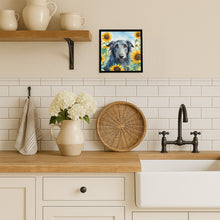 Load image into Gallery viewer, Scottish Deerhound in Sunflowers Framed Metal Print