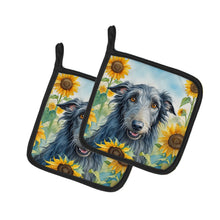 Load image into Gallery viewer, Scottish Deerhound in Sunflowers Pot Holders - Set of 2 Decorative Kitchen Helpers | Made in the USA