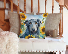 Load image into Gallery viewer, Scottish Deerhound in Sunflowers Throw Pillow - 14x14 Decorative Pillow – Art for Your Home &amp; Patio