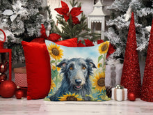 Load image into Gallery viewer, Scottish Deerhound in Sunflowers Throw Pillow - 14x14 Decorative Pillow – Art for Your Home &amp; Patio