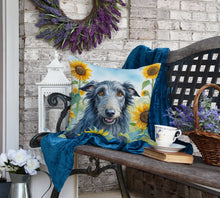 Load image into Gallery viewer, Scottish Deerhound in Sunflowers Throw Pillow