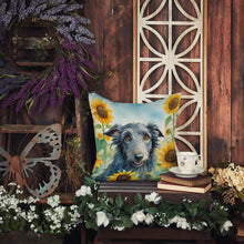 Load image into Gallery viewer, Scottish Deerhound in Sunflowers Throw Pillow