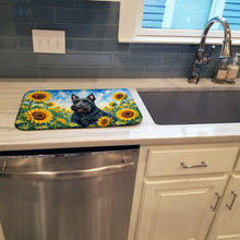 Load image into Gallery viewer, Scottish Terrier in Sunflowers Dish Drying Mat Absorbent Dish Drying Mat Pad for Kitchen Counter Dish Drainer Mat for Countertop, 14 x 21", Multicolor