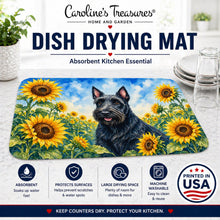 Load image into Gallery viewer, Scottish Terrier in Sunflowers Dish Drying Mat Absorbent Dish Drying Mat Pad for Kitchen Counter Dish Drainer Mat for Countertop, 14 x 21", Multicolor