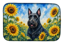 Load image into Gallery viewer, Scottish Terrier in Sunflowers Dish Drying Mat Absorbent Dish Drying Mat Pad for Kitchen Counter Dish Drainer Mat for Countertop, 14 x 21", Multicolor