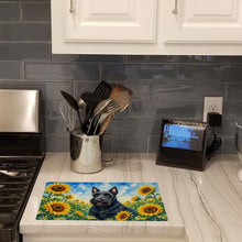 Load image into Gallery viewer, Scottish Terrier in Sunflowers Cutting Board Tempered Glass Kitchen Cutting Surface, Heat Resistant Chopping Board with Non-Slip Feet, Decorative Food Prep &amp; Serving