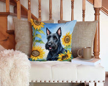 Load image into Gallery viewer, Scottish Terrier in Sunflowers Throw Pillow - 14x14 Decorative Pillow – Art for Your Home &amp; Patio