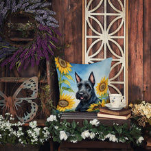 Load image into Gallery viewer, Scottish Terrier in Sunflowers Throw Pillow - 14x14 Decorative Pillow – Art for Your Home &amp; Patio