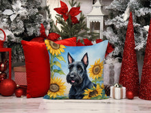 Load image into Gallery viewer, Scottish Terrier in Sunflowers Throw Pillow - 14x14 Decorative Pillow – Art for Your Home &amp; Patio