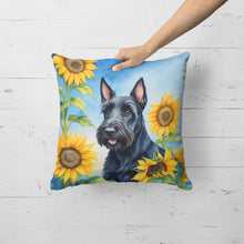 Load image into Gallery viewer, Scottish Terrier in Sunflowers Throw Pillow