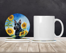 Load image into Gallery viewer, Scottish Terrier in Sunflowers Large Sandstone Coasters Pack of 4