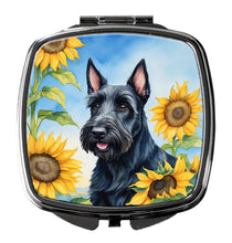 Load image into Gallery viewer, Scottish Terrier in Sunflowers Compact Mirror – Stylish Purse Mirror with Artistic Covers