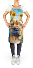 Load image into Gallery viewer, Shar Pei in Sunflowers Apron – Artist-Designed Kitchen, BBQ &amp; Craft Apron