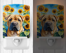 Load image into Gallery viewer, Shar Pei in Sunflowers Ceramic Night Light