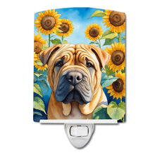 Load image into Gallery viewer, Shar Pei in Sunflowers Ceramic Night Light