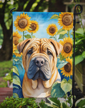 Load image into Gallery viewer, Shar Pei in Sunflowers Garden Flag – Bright Dog-Themed Yard Decor