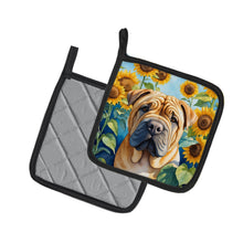 Load image into Gallery viewer, Shar Pei in Sunflowers Pot Holders - Set of 2 Decorative Kitchen Helpers | Made in the USA