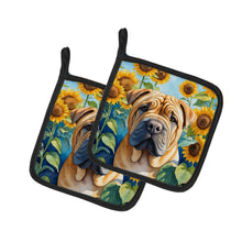 Load image into Gallery viewer, Shar Pei in Sunflowers Pot Holders - Set of 2 Decorative Kitchen Helpers | Made in the USA