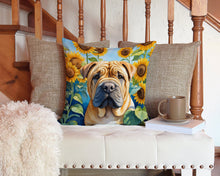 Load image into Gallery viewer, Shar Pei in Sunflowers Throw Pillow - 14x14 Decorative Pillow – Art for Your Home &amp; Patio
