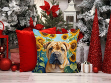 Load image into Gallery viewer, Shar Pei in Sunflowers Throw Pillow - 14x14 Decorative Pillow – Art for Your Home &amp; Patio