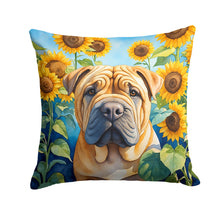 Load image into Gallery viewer, Shar Pei in Sunflowers Throw Pillow - 14x14 Decorative Pillow – Art for Your Home &amp; Patio