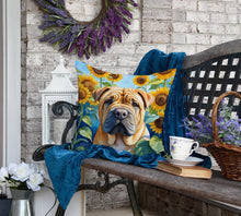 Load image into Gallery viewer, Shar Pei in Sunflowers Throw Pillow