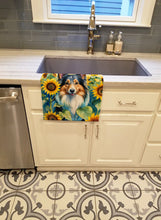 Load image into Gallery viewer, Sheltie in Sunflowers Kitchen Towel