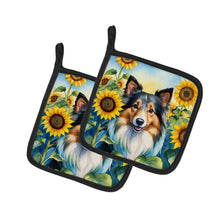Load image into Gallery viewer, Sheltie in Sunflowers Pot Holders - Set of 2 Decorative Kitchen Helpers | Made in the USA