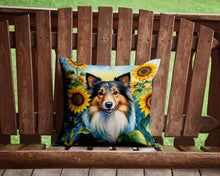 Load image into Gallery viewer, Sheltie in Sunflowers Throw Pillow - 14x14 Decorative Pillow – Art for Your Home &amp; Patio