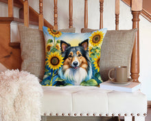 Load image into Gallery viewer, Sheltie in Sunflowers Throw Pillow - 14x14 Decorative Pillow – Art for Your Home &amp; Patio